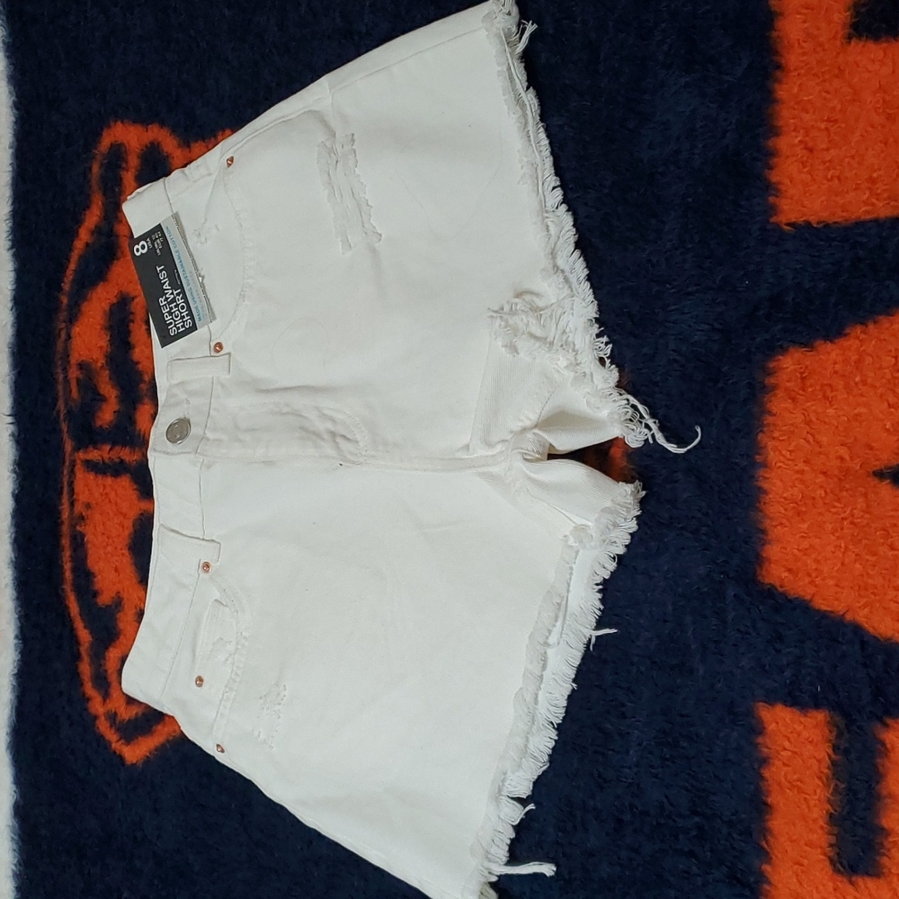 PRIMARK CARES Super High Waist denim short 8 White NWT